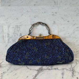 Vibrant blue beaded purse